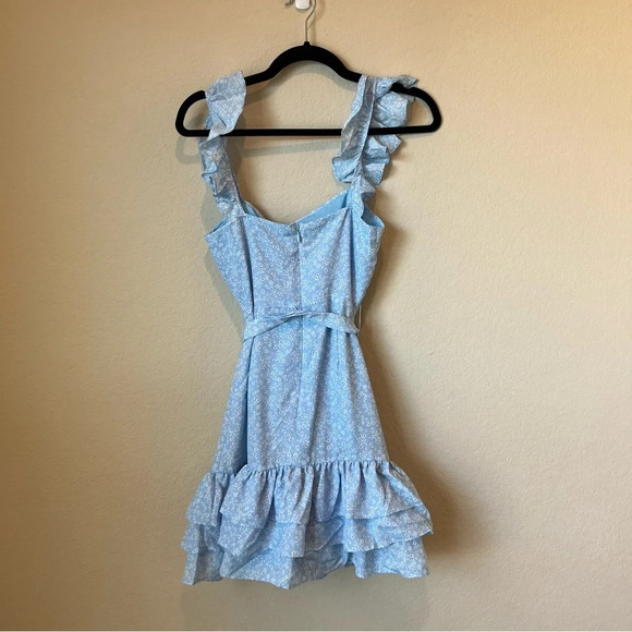 NWT Likely Charlotte Floral Tiered Ruffle Mini Dress in Power Blue - Picture 6 of 6